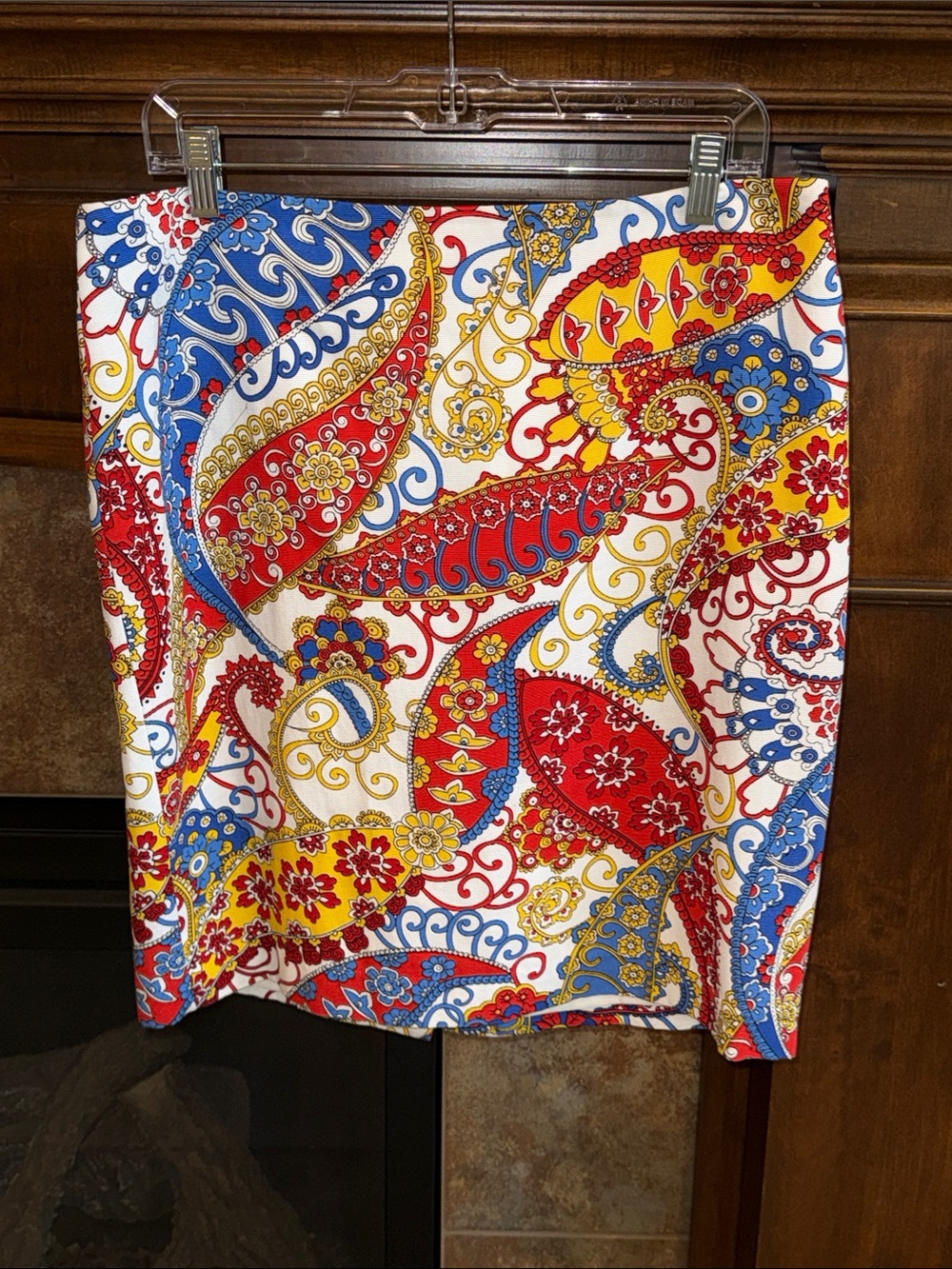 Talbots Petites 14P Colorful Paisley Pencil Skirt Work Career Office Preppy